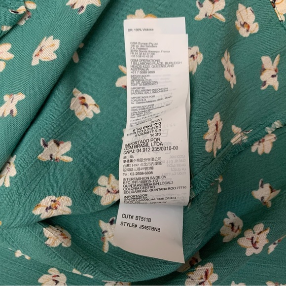 BillaBong Blouse Size Large Cold Off Shoulder Green Floral Oversized Flowy Boho - Picture 15 of 15